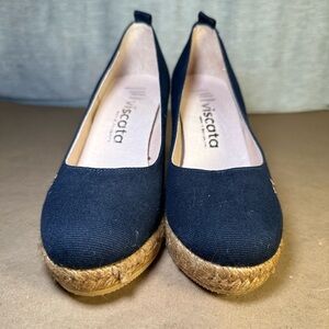 VISCATA Women's Navy Espadrille Wedges Size 37